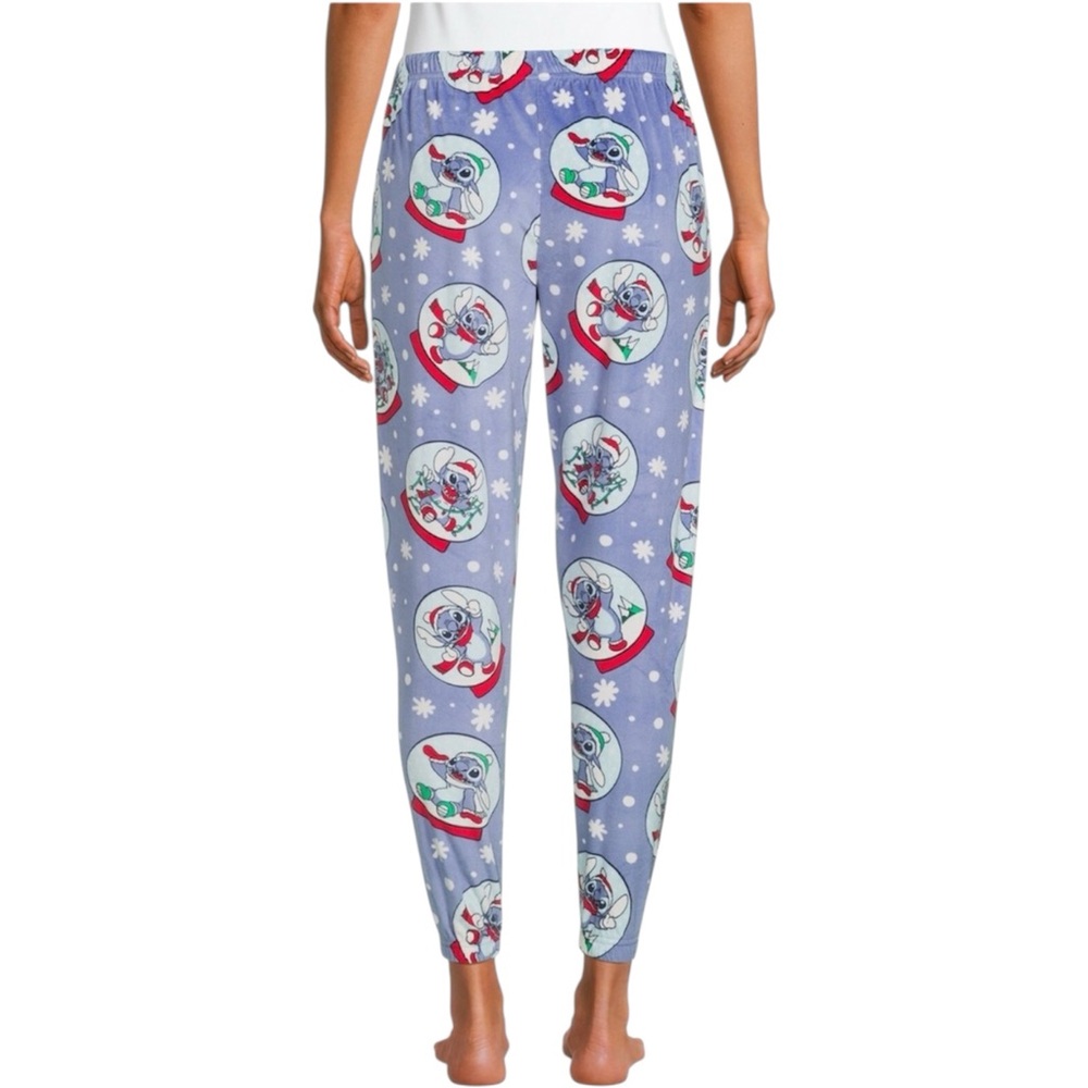 Disney Stitch Christmas Pajama Pants Women Small Fleece Jogger with Pockets - Picture 4 of 12